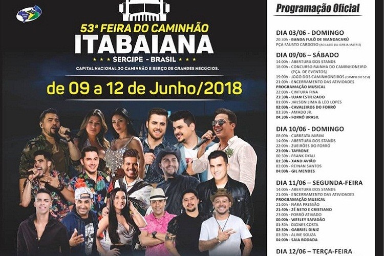 Inicia neste sábado, a 53ª Feira do Caminhão de Itabaiana