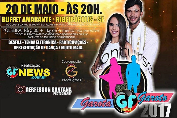 Concurso Garoto e Garota GF News acontece neste sábado em Ribeirópolis