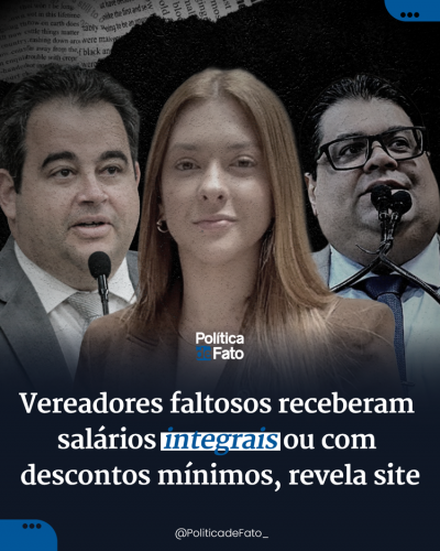 Vereadores faltosos receberam salários integrais ou com descontos mínimos, revela site