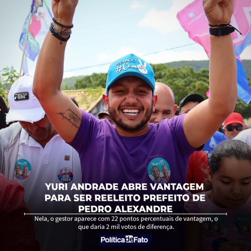 Yuri Andrade abre vantagem para ser reeleito prefeito de Pedro Alexandre